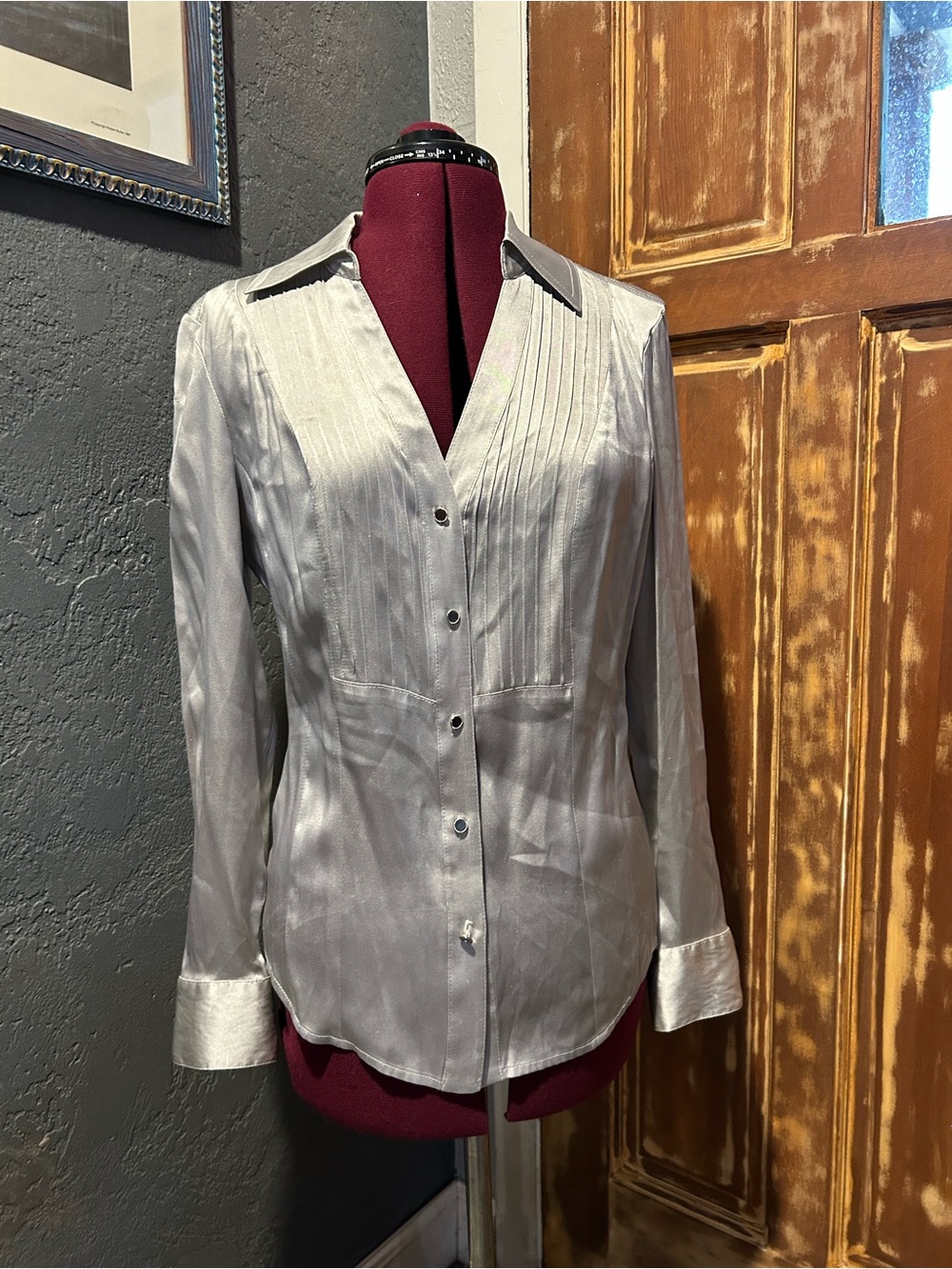 Cache silk blouse-Silver Size M